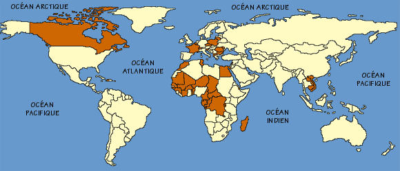 Carte des pays francophones